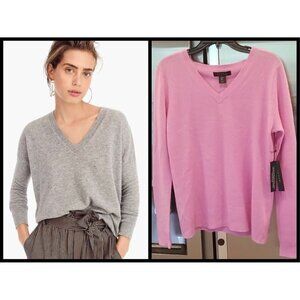 💕TAHARI💕 100% 2 Ply Cashmere V-neck Sweater Pink Medium M NWT